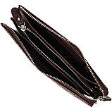 Місткий клатч чоловічий на два відділення з натуральної шкіри з тисненням під крокодила BOND 22046 Коричневий, фото 4