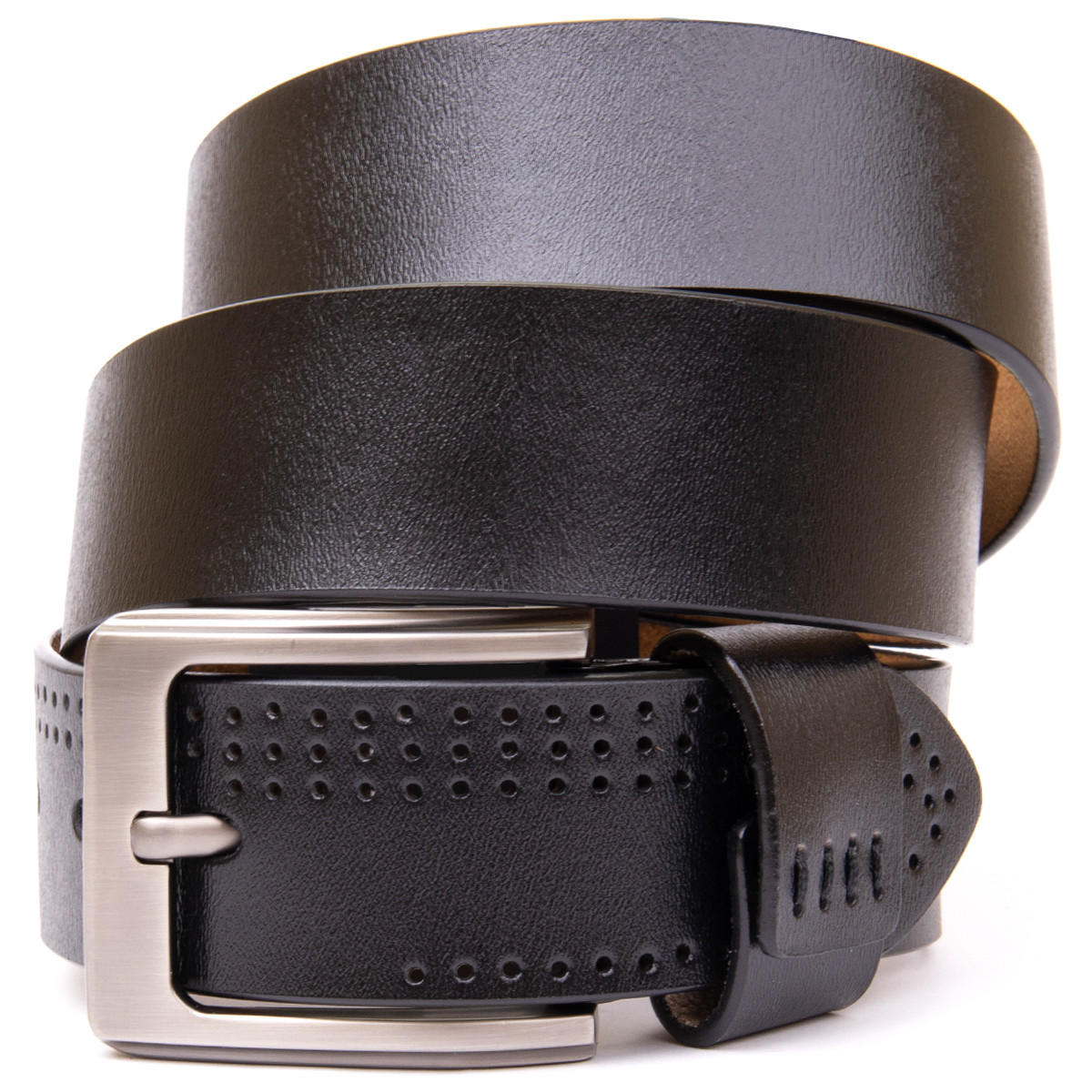 Ремінь з дірками чоловічий Vintage 20383 Чорний, фото 1