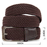 Текстильний чоловічий ремінь класика Vintage 20523 Коричневий, фото 3