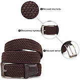 Текстильний чоловічий ремінь класика Vintage 20523 Коричневий, фото 4