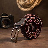 Текстильний чоловічий ремінь класика Vintage 20523 Коричневий, фото 7