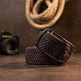 Текстильний чоловічий ремінь класика Vintage 20523 Коричневий, фото 8