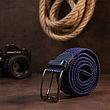 Текстильний чоловічий ремінь класика Vintage 20524 Синій, фото 7