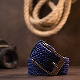 Текстильний чоловічий ремінь класика Vintage 20524 Синій, фото 8