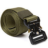 Текстильний ремінь з чорною пряжкою Vintage 20549 Хакі, фото 2
