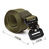 Текстильний ремінь з чорною пряжкою Vintage 20549 Хакі, фото 3