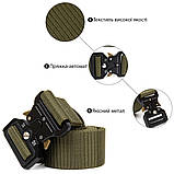 Текстильний ремінь з чорною пряжкою Vintage 20549 Хакі, фото 4