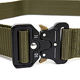 Текстильний ремінь з чорною пряжкою Vintage 20549 Хакі, фото 6