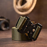 Текстильний ремінь з чорною пряжкою Vintage 20549 Хакі, фото 8