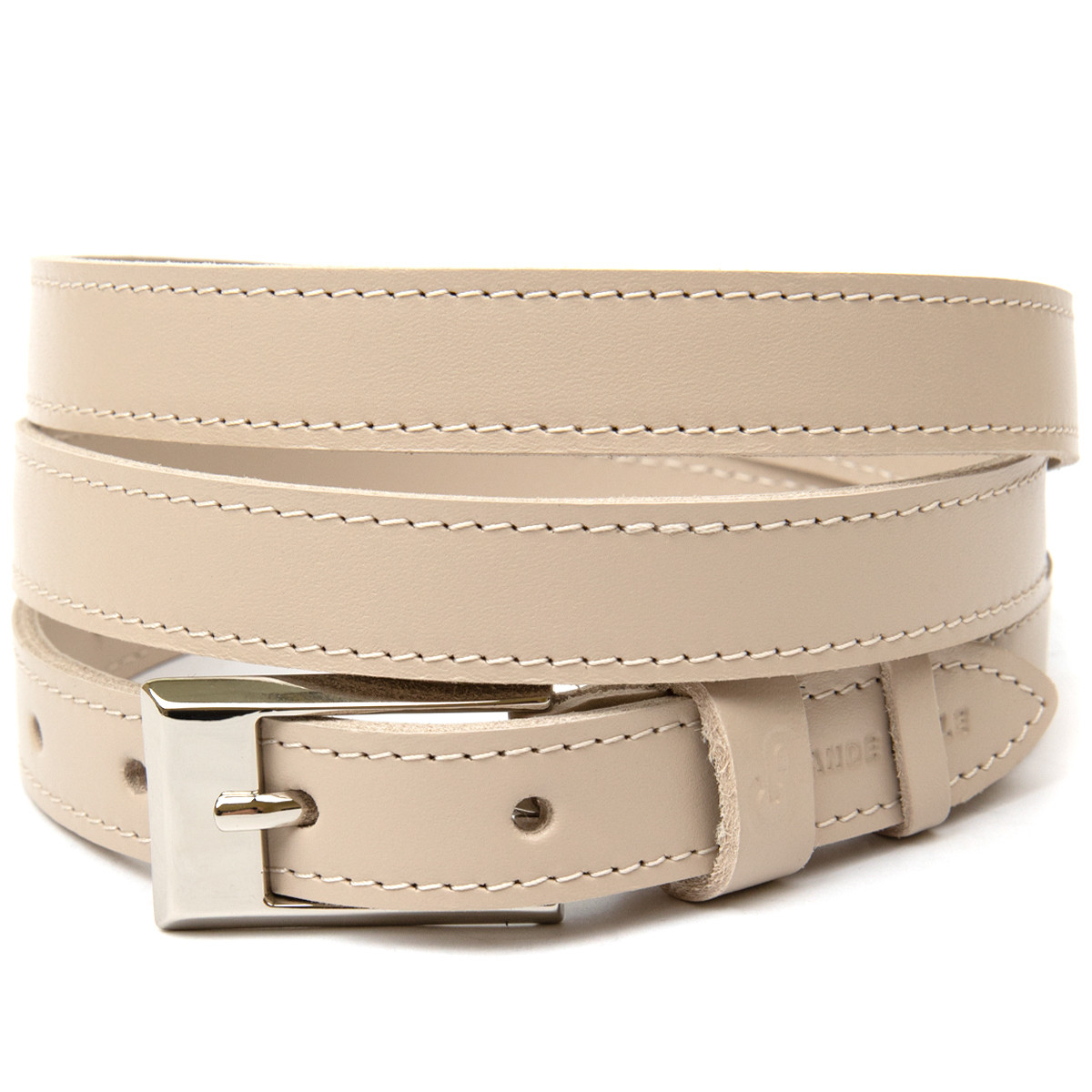Тонкий шкіряний ремінь для жінок GRANDE PELLE 11447 Бежевий, фото 1