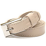 Тонкий шкіряний ремінь для жінок GRANDE PELLE 11447 Бежевий, фото 3