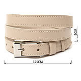 Тонкий шкіряний ремінь для жінок GRANDE PELLE 11447 Бежевий, фото 4