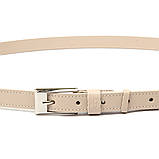 Тонкий шкіряний ремінь для жінок GRANDE PELLE 11447 Бежевий, фото 2