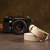 Тонкий шкіряний ремінь для жінок GRANDE PELLE 11447 Бежевий, фото 7