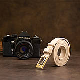 Тонкий шкіряний ремінь для жінок GRANDE PELLE 11447 Бежевий, фото 8