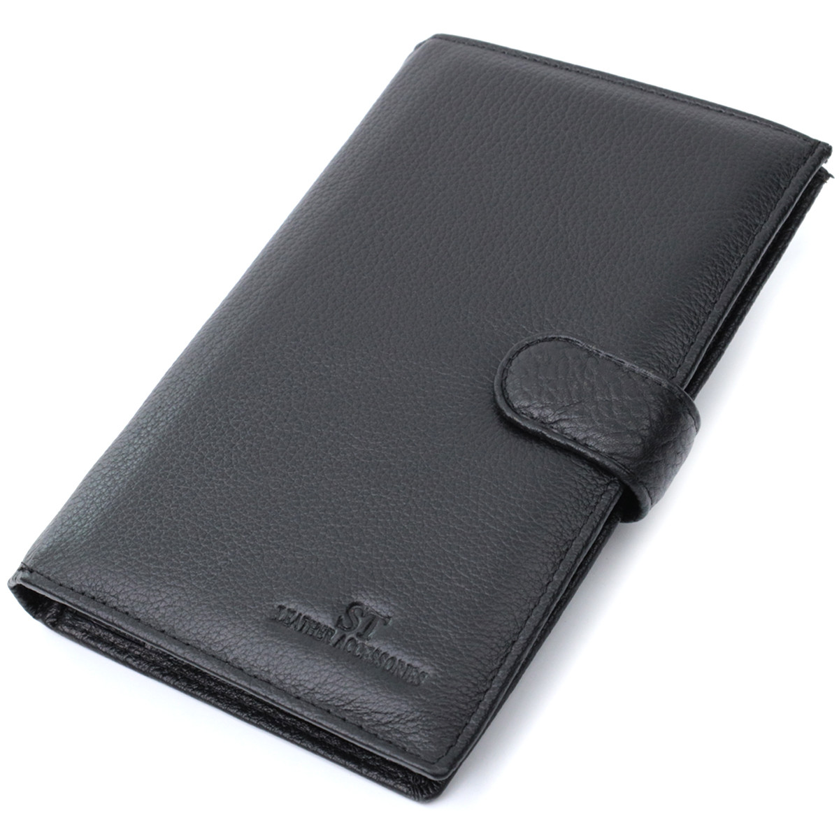 Універсальний чоловічий гаманець для грошей та документів з натуральної шкіри ST Leather 22735 Чорний, фото 1