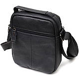 Вертикальна чоловіча сумка на плече з натуральної шкіри Vintage 22248 Чорна, фото 2