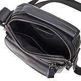 Вертикальна чоловіча сумка на плече з натуральної шкіри Vintage 22248 Чорна, фото 6