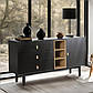 Довгий комод на ніжках Castillo 140 см чорний з відкритими полицями кольору дуб у сучасному стилі, фото 2