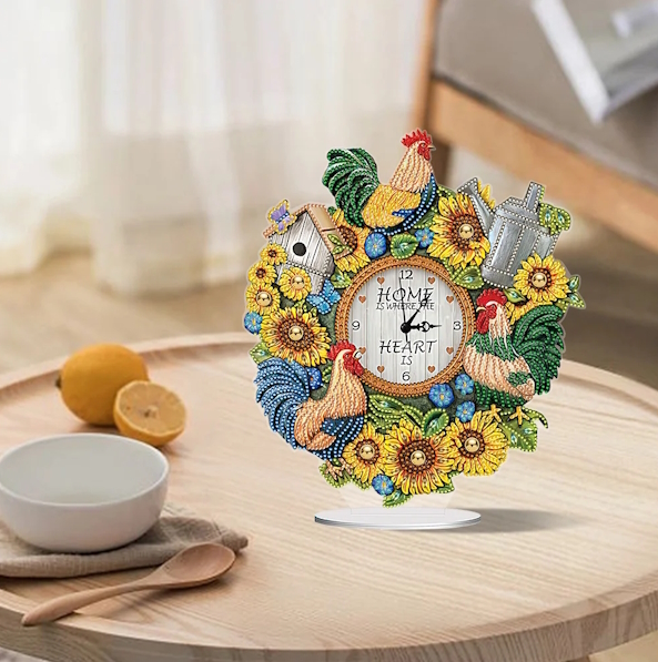 Алмазна мозаїка годинник картина стразами за номерами 26,5 х 29,5 см