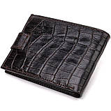 Фактурний невеликий чоловічий гаманець з натуральної шкіри з тисненням під крокодила CANPELLINI 21747 Коричневий, фото 2