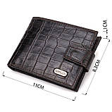 Фактурний невеликий чоловічий гаманець з натуральної шкіри з тисненням під крокодила CANPELLINI 21747 Коричневий, фото 3