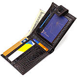 Фактурний невеликий чоловічий гаманець з натуральної шкіри з тисненням під крокодила CANPELLINI 21747 Коричневий, фото 6