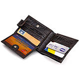 Фактурний невеликий чоловічий гаманець з натуральної шкіри з тисненням під крокодила CANPELLINI 21747 Коричневий, фото 7