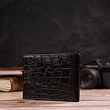 Фактурний невеликий чоловічий гаманець з натуральної шкіри з тисненням під крокодила CANPELLINI 21747 Коричневий, фото 9