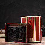 Фактурний невеликий чоловічий гаманець з натуральної шкіри з тисненням під крокодила CANPELLINI 21747 Коричневий, фото 10