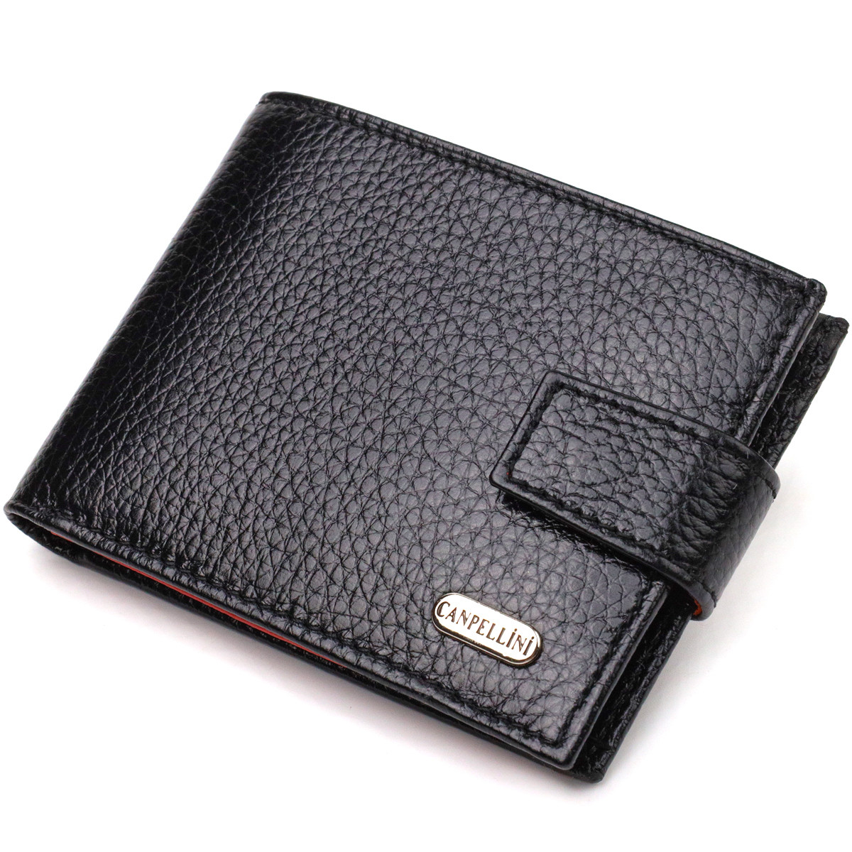 Компактне портмоне для чоловіків у комбінації двох кольорів з натуральної шкіри CANPELLINI 21749 Чорне, фото 1