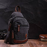 Текстильна сумка з ущільненою спинкою через плече Vintagе 22172 Чорний, фото 9