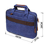Сумка текстильна для ноутбука 15.6 на два відділення Vintage 20179 Синя, фото 3