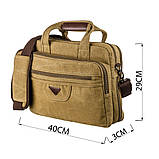 Сумка текстильна для ноутбука 15.6 на два відділення Vintage 20181 Хакі, фото 3