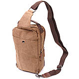 Вертикальна чоловіча сумка через плече із щільного текстилю Vintage 22191 Коричневий, фото 3
