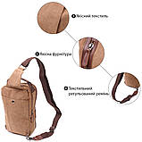 Вертикальна чоловіча сумка через плече із щільного текстилю Vintage 22191 Коричневий, фото 5
