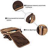 Універсальна текстильна чоловіча сумка на два відділення Vintage 20200 Коричнева, фото 4