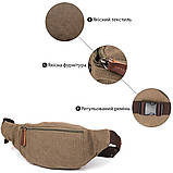 Сумка поясна текстильна Vintage 20174 Оливкова, фото 4