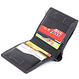 Вертикальне глянсове портмоне з накладною монетницьою GRANDE PELLE 11329 Чорне, фото 5