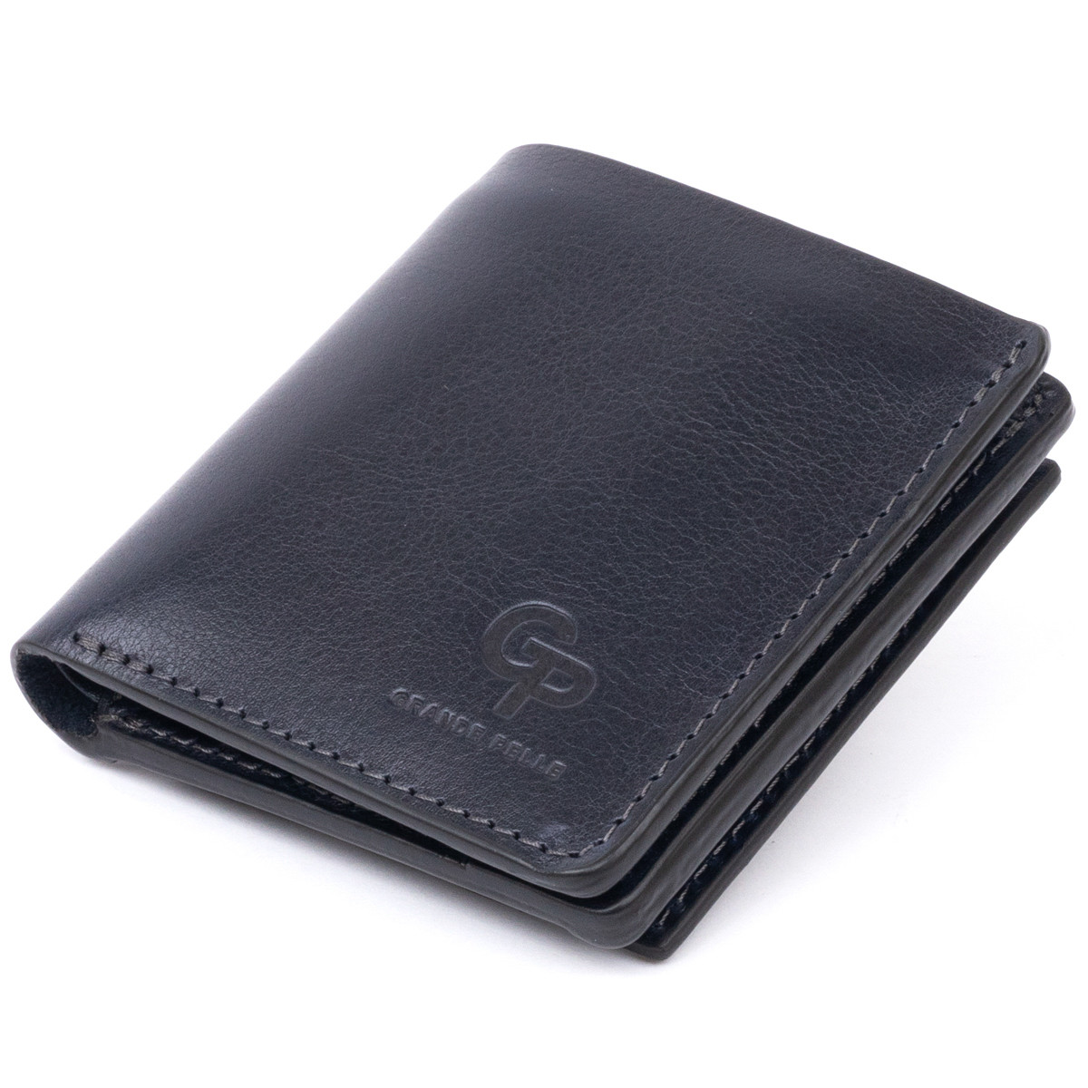 Вертикальне глянсове портмоне з накладною монетницьою GRANDE PELLE 11332 Синє, фото 1