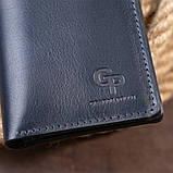 Вертикальне глянсове портмоне з накладною монетницьою GRANDE PELLE 11332 Синє, фото 9