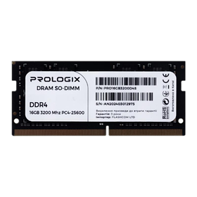 Оперативна пам'ять Prologix 16GB SODIMM DDR4 3200MHz (PRO16GB3200D4S)