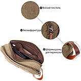 Чоловіча барсетка на два відділення з якісного текстилю Vintage 22231 Оливковий, фото 4