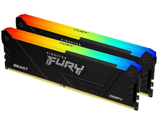 Оперативна пам'ять Kingston Fury 16GB (2x8GB) DDR4 3600MHz Beast RGB Black (KF436C17BB2AK2/16), фото 1