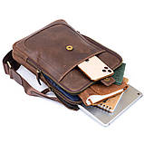 Сумка чоловіча планшет на два відділення шкіряна SHVIGEL 11285 Коричнева, фото 5