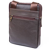 Сумка чоловіча планшет на два відділення шкіряна флотар SHVIGEL 11286 Коричнева, фото 2