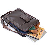 Сумка чоловіча планшет на два відділення шкіряна флотар SHVIGEL 11286 Коричнева, фото 5