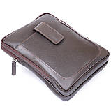 Сумка чоловіча планшет на два відділення шкіряна флотар SHVIGEL 11286 Коричнева, фото 6