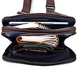 Сумка чоловіча планшет на два відділення шкіряна флотар SHVIGEL 11286 Коричнева, фото 7