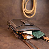 Сумка чоловіча планшет на два відділення шкіряна флотар SHVIGEL 11286 Коричнева, фото 10